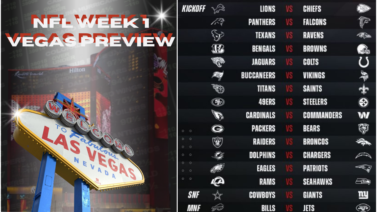 offers a first look at the slate for Week 1 to kickoff